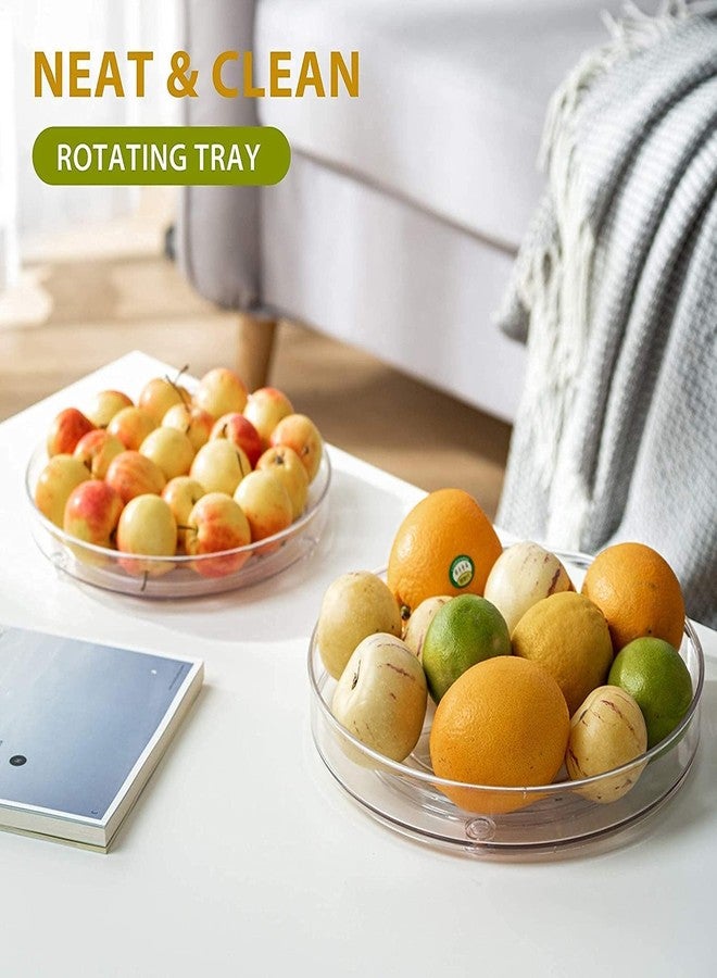 Xacton Clear Lazy Susan Turntable Organiser Tray | Transparent Acrylic Round Organisers | 360° Rotating Kitchen & Fridge, Bathroom & Makeup Storage Rack for Spices, Sauces, Jars & Bottles - 10 Inch - Image 4